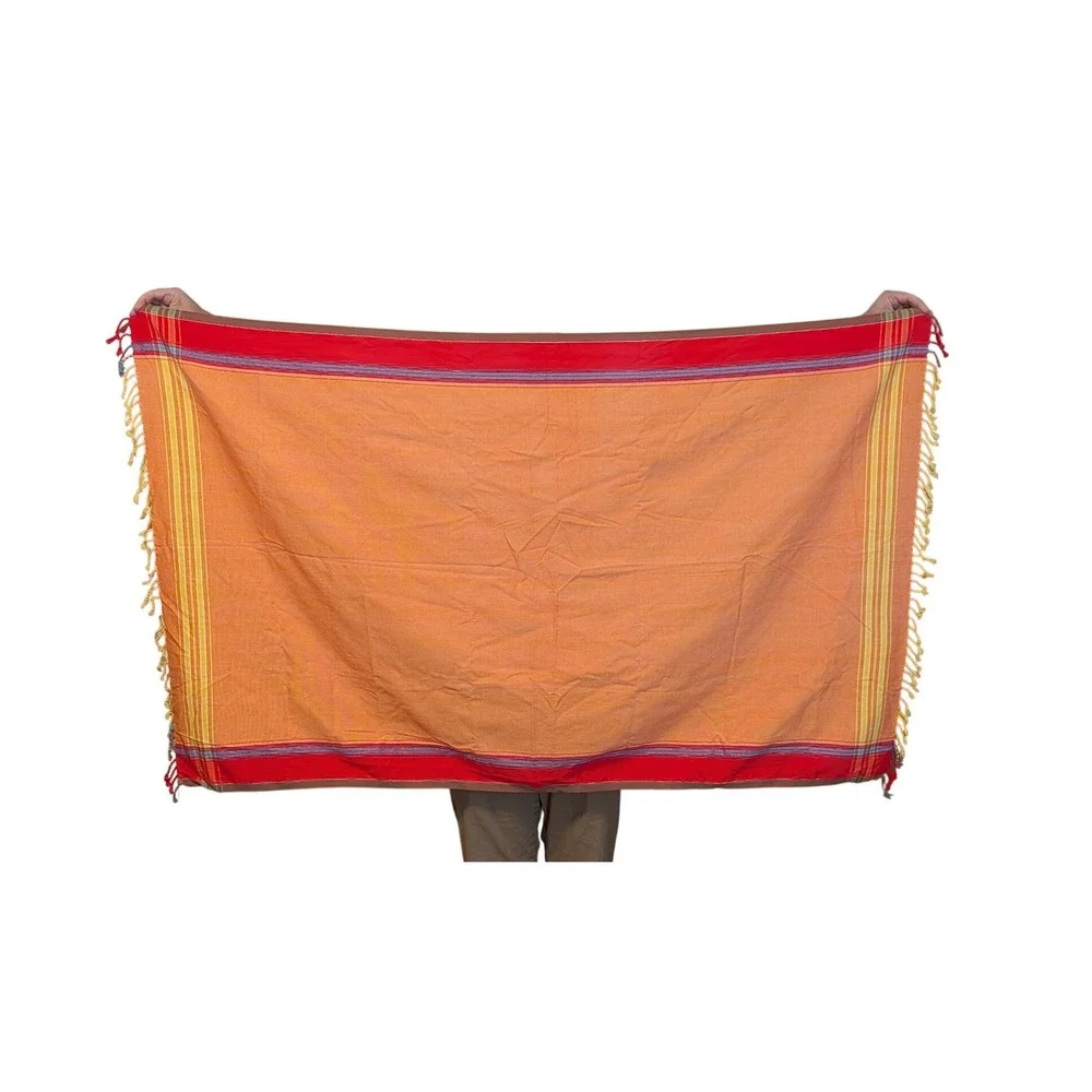Turkish Towel Peshtemal Boho Wrap Cotton Sarong Throw Beach Fringe Orange Stripe